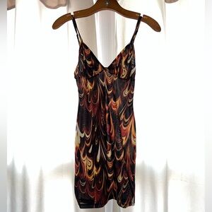 Fashion Nova Fiery Mini Dress - Black, Red, Orange